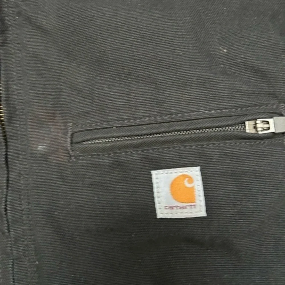 🔥 CARHARTT‎ Black Washed Duck Sherpa-Lined Canvas Hooded Jacket Women Lg - EUC